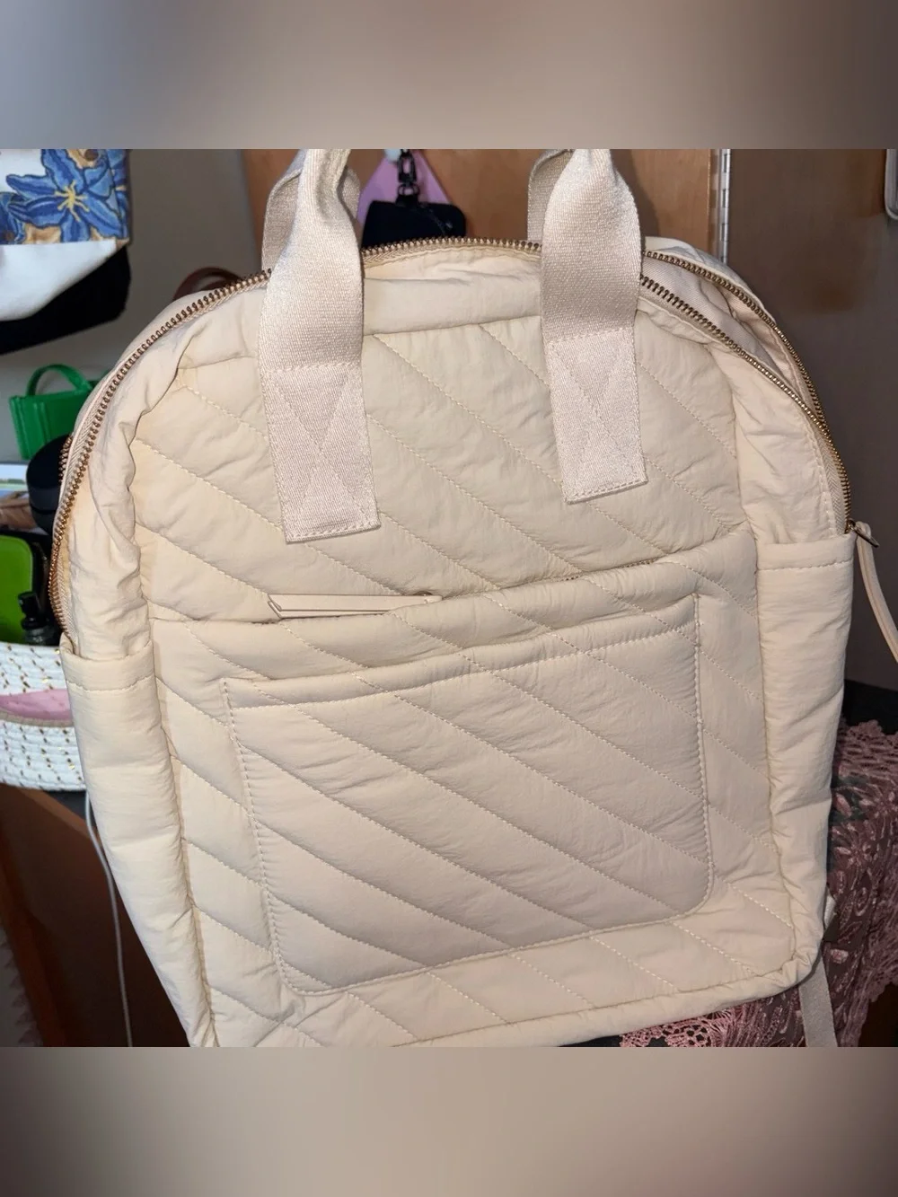 Quilted Cream Women's Tote Bag - Lightweight Everyday Carry